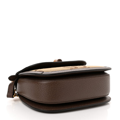 Gucci Monogram Jumbo GG Textured Dollar Calfskin Web Small Bamboo 1947 Top Handle Bag Camel Ebony New Acero 5 of 10