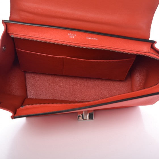 Drummed Calfskin Suede Small Trapeze Vermillion