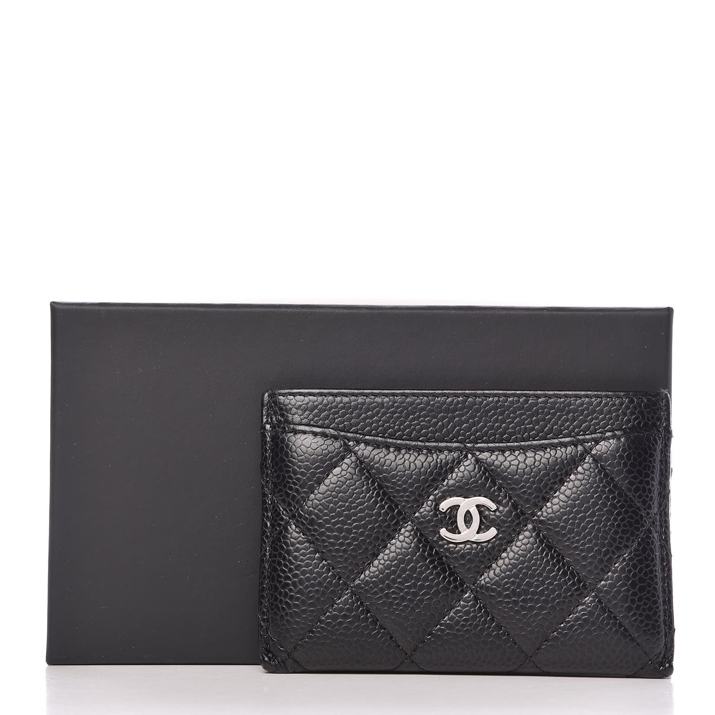 Caviar Quilted Card Holder Black