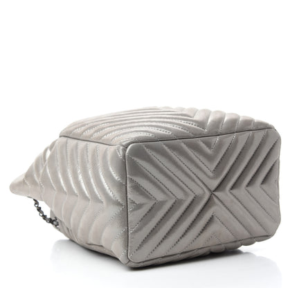 Chanel Iridescent Calfskin Chevron Small Urban Spirit Drawstring Bag Silver 4 of 18