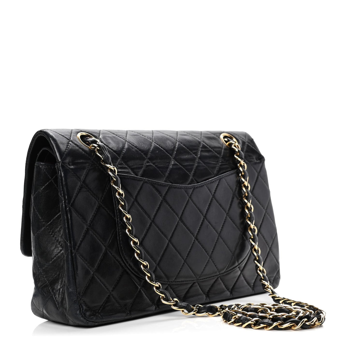 Lambskin Quilted Medium Double Flap Black