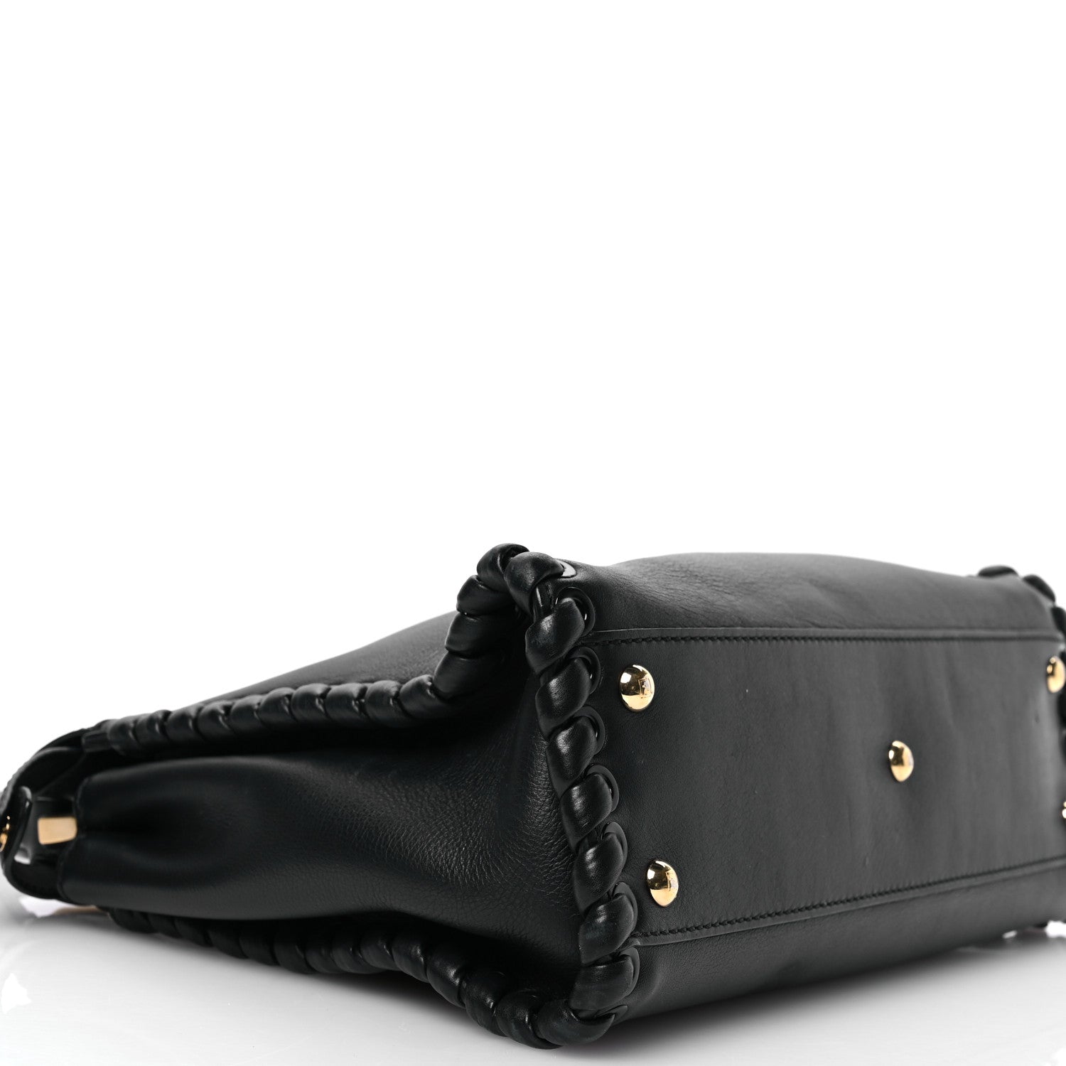 Fendi Vitello Seta Lace Up Medium Peekaboo Iconic Satchel Black 9 of 12