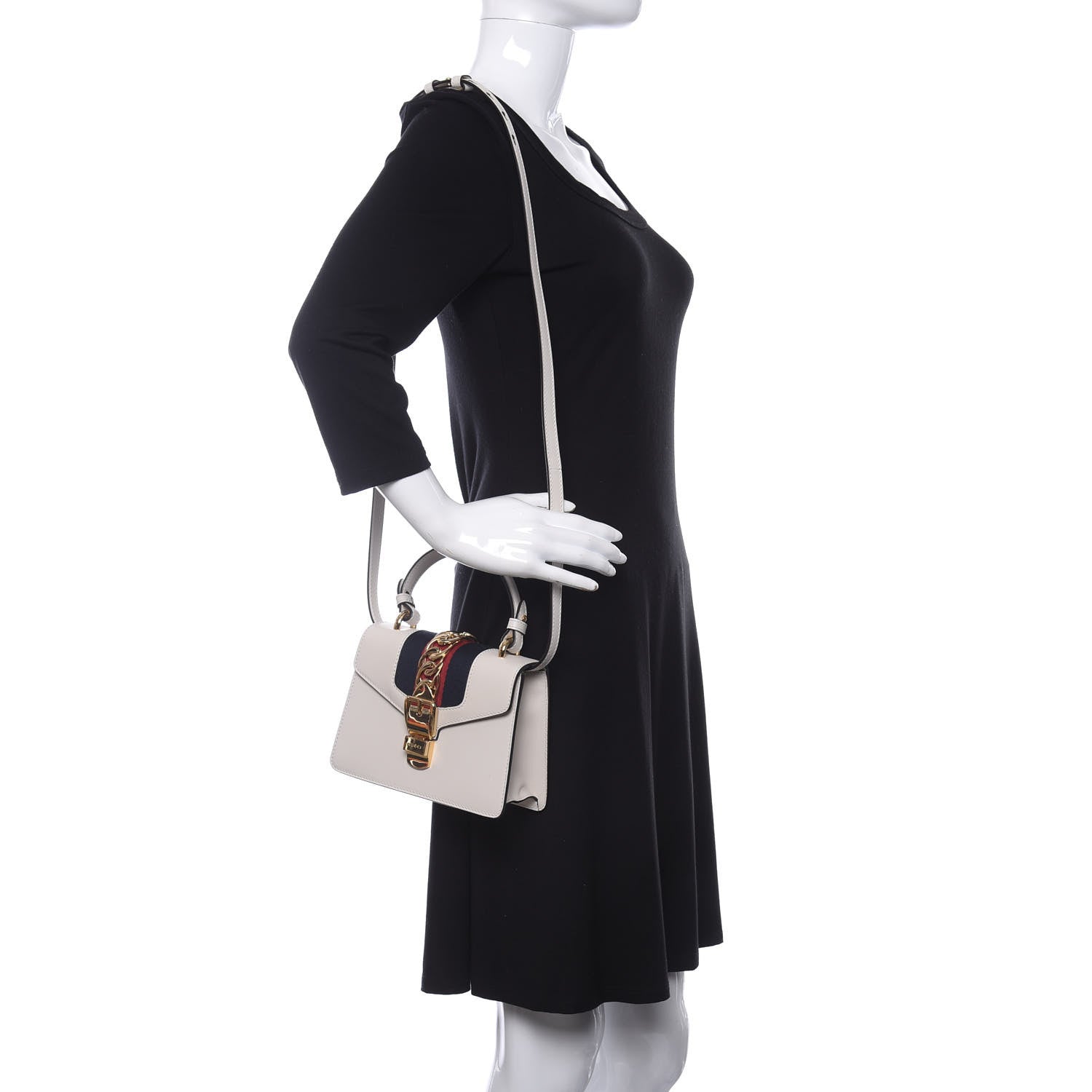 Gucci Calfskin Mini Sylvie Top Handle Bag White 2 of 11