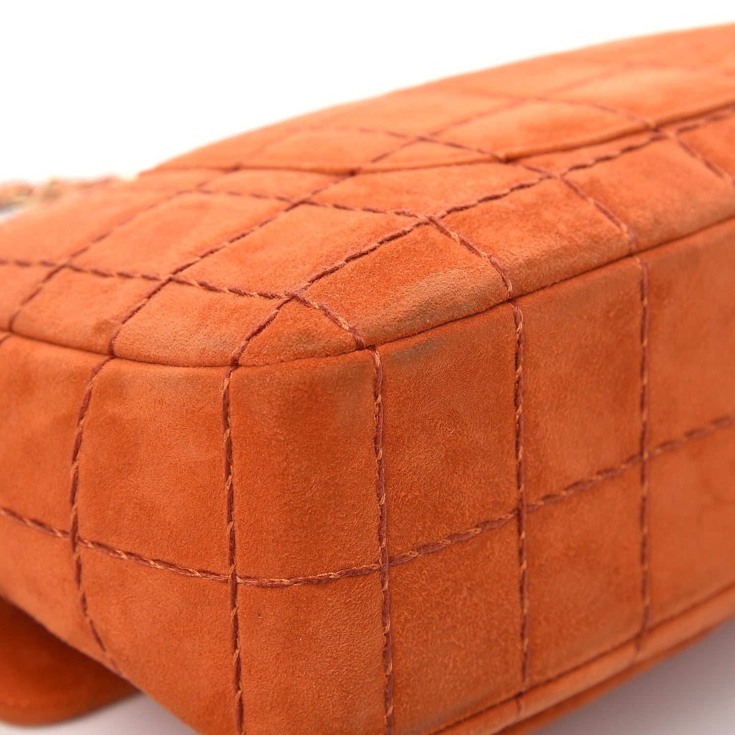 Suede Square Quilted Flap Orange