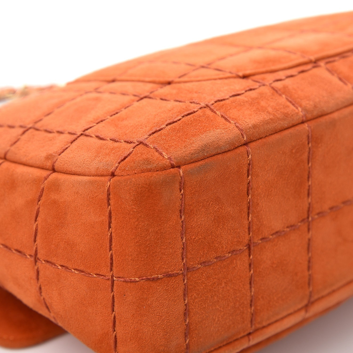 Chanel Suede Square Quilted Flap Orange 11 of 12