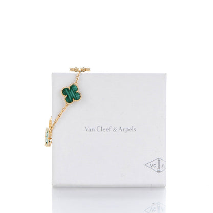 Van Cleef & Arpels 18K Yellow Gold Malachite 5 Motifs Vintage Alhambra Bracelet 5 of 5