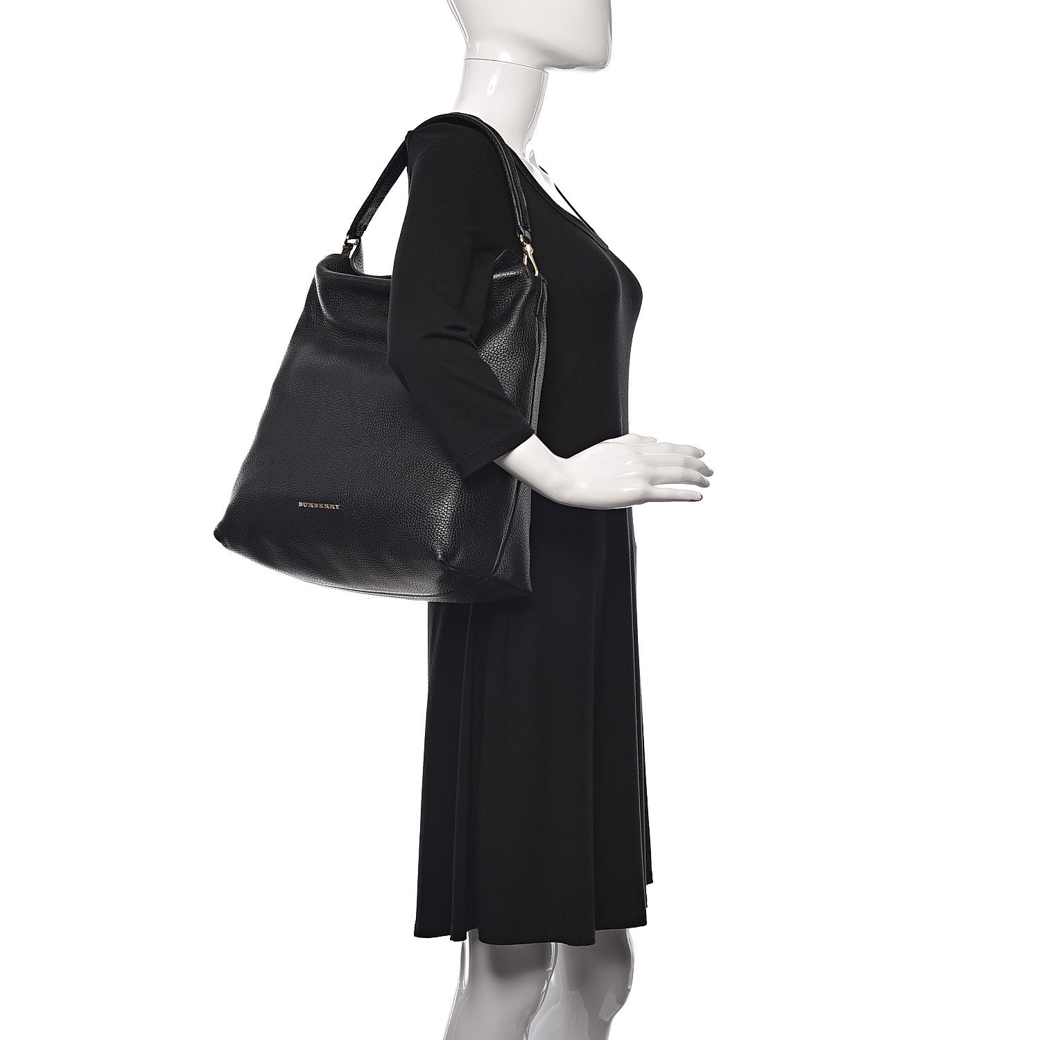 Burberry London Grainy Calfskin Medium Cale Hobo Black 2 of 27