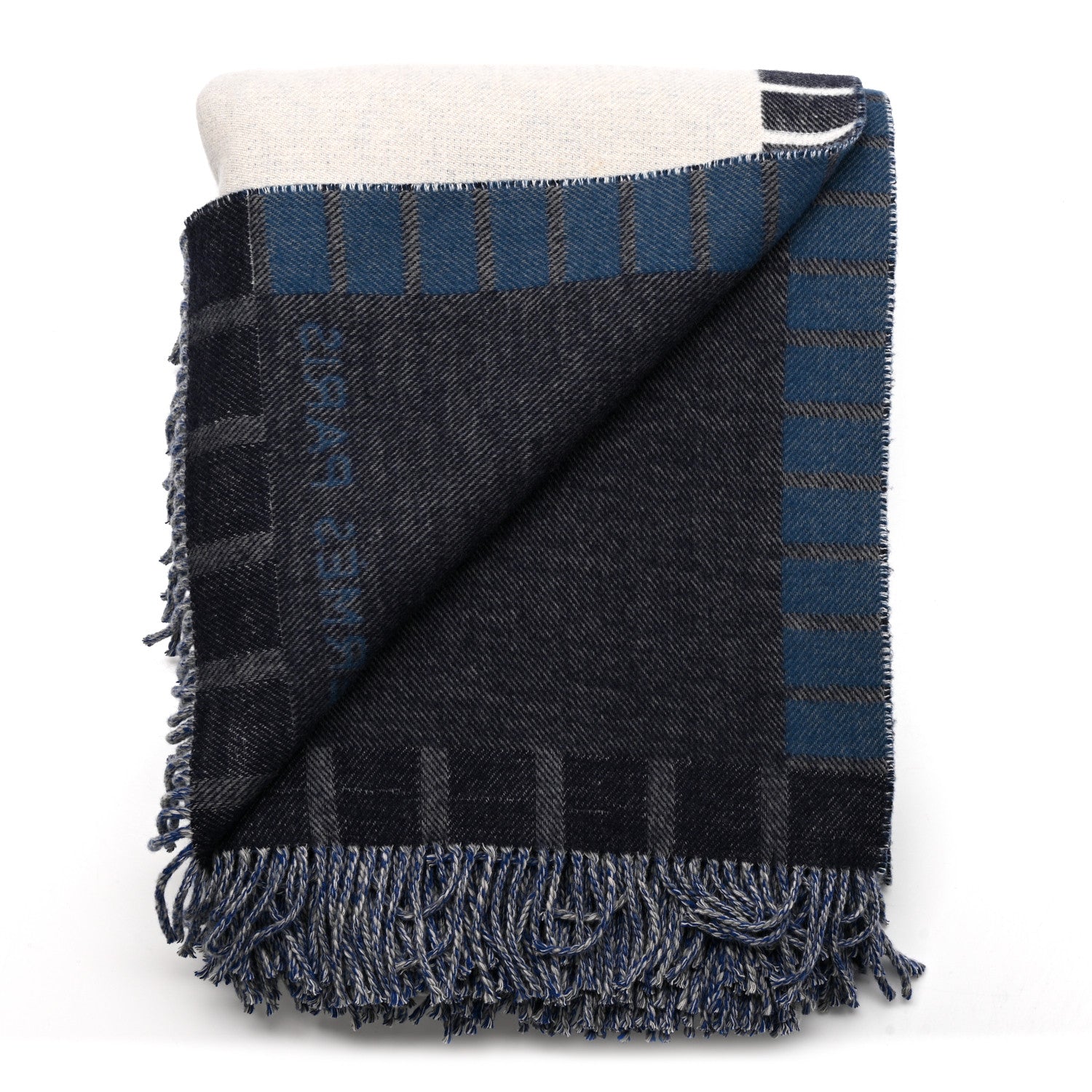 Hermes Wool Cashmere Patchwork Saddle Blanket Indigo 2 of 3