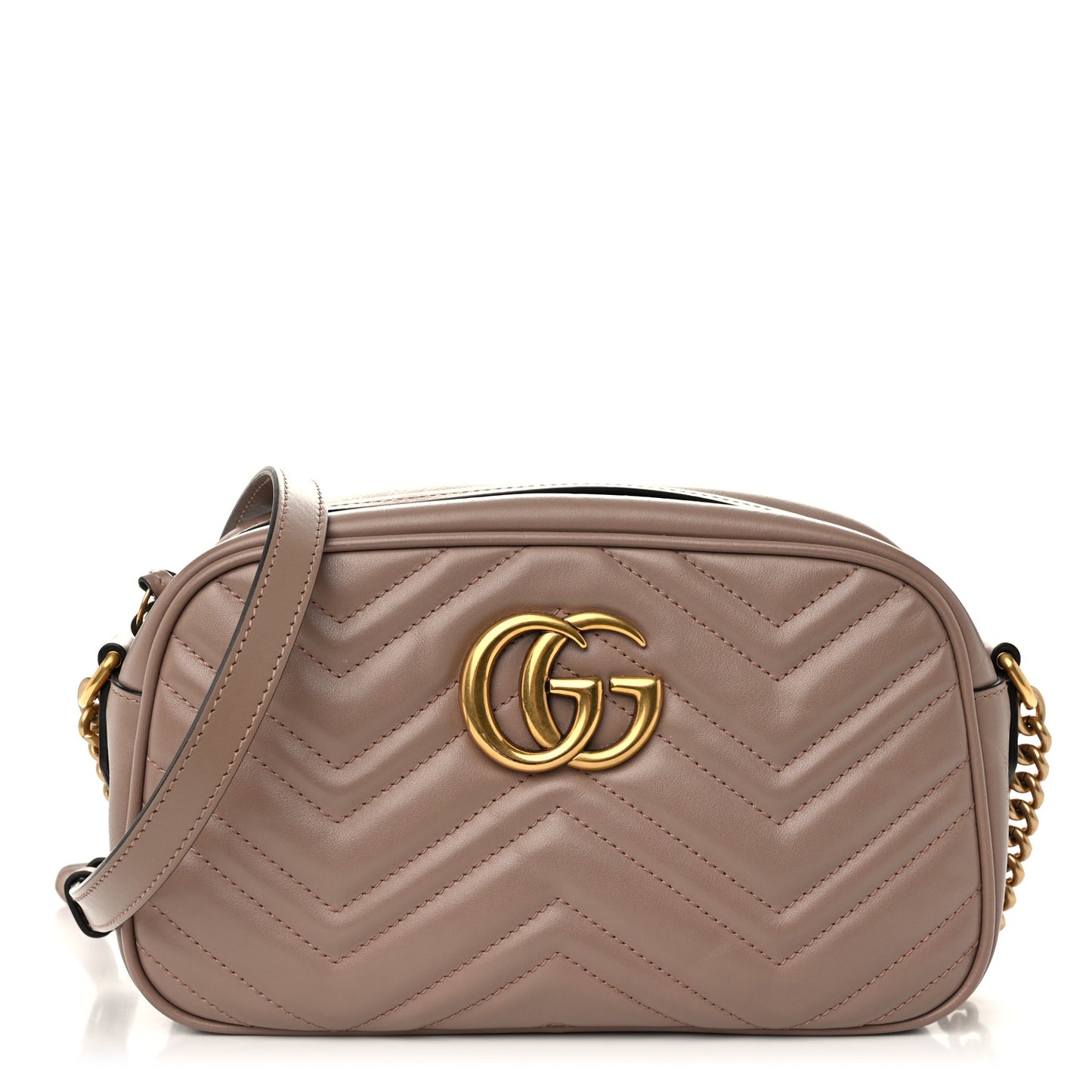 Calfskin Matelasse Small GG Marmont Chain Shoulder Bag Porcelain Rose