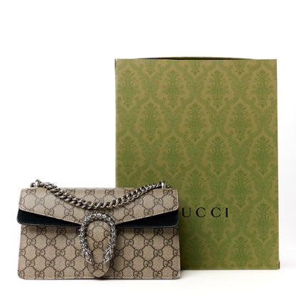 Gucci GG Supreme Monogram Suede Crystal Small Dionysus Shoulder Bag Beige Ebony Black 14 of 14