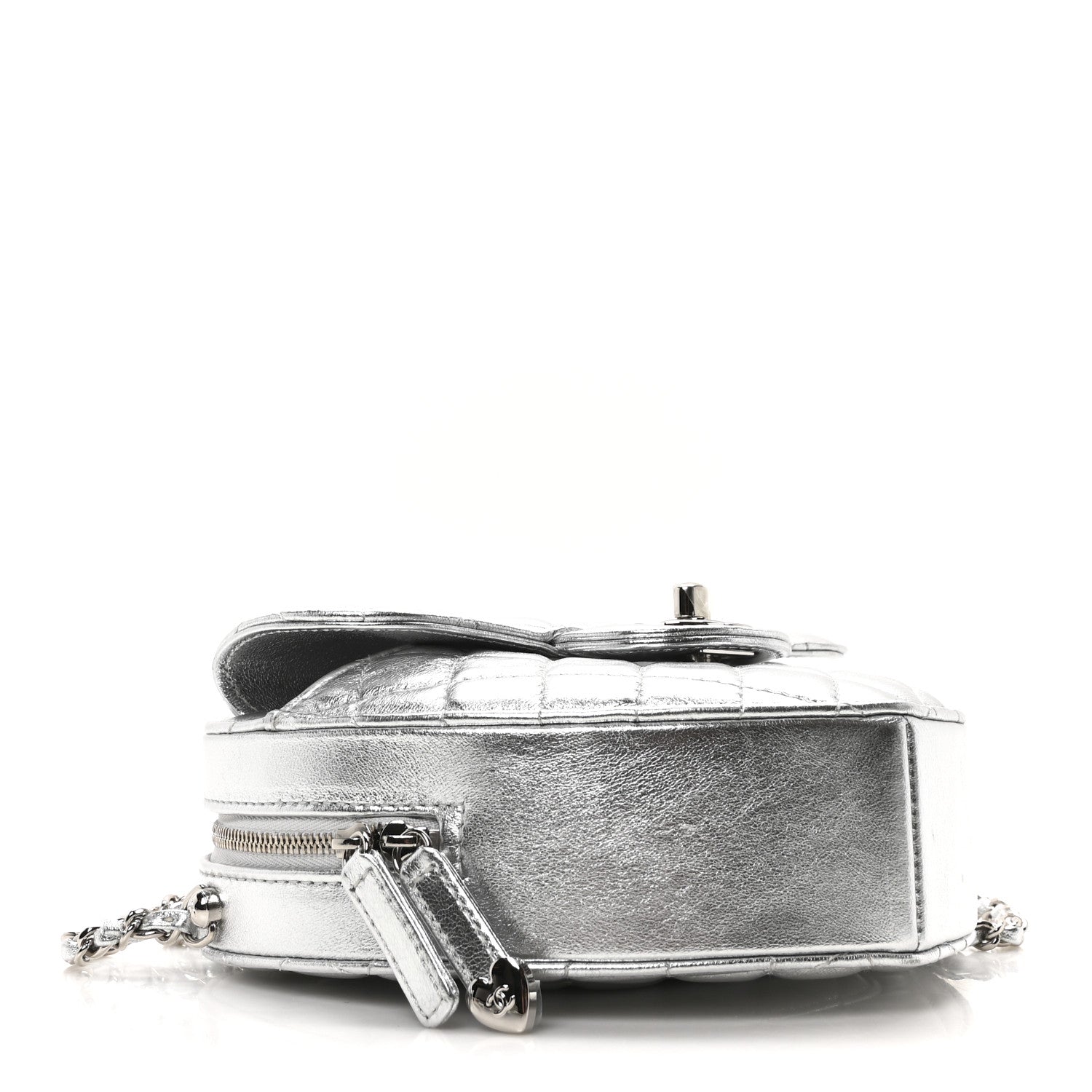 Chanel Metallic Lambskin Quilted CC In Love Heart Bag Silver 4 of 10