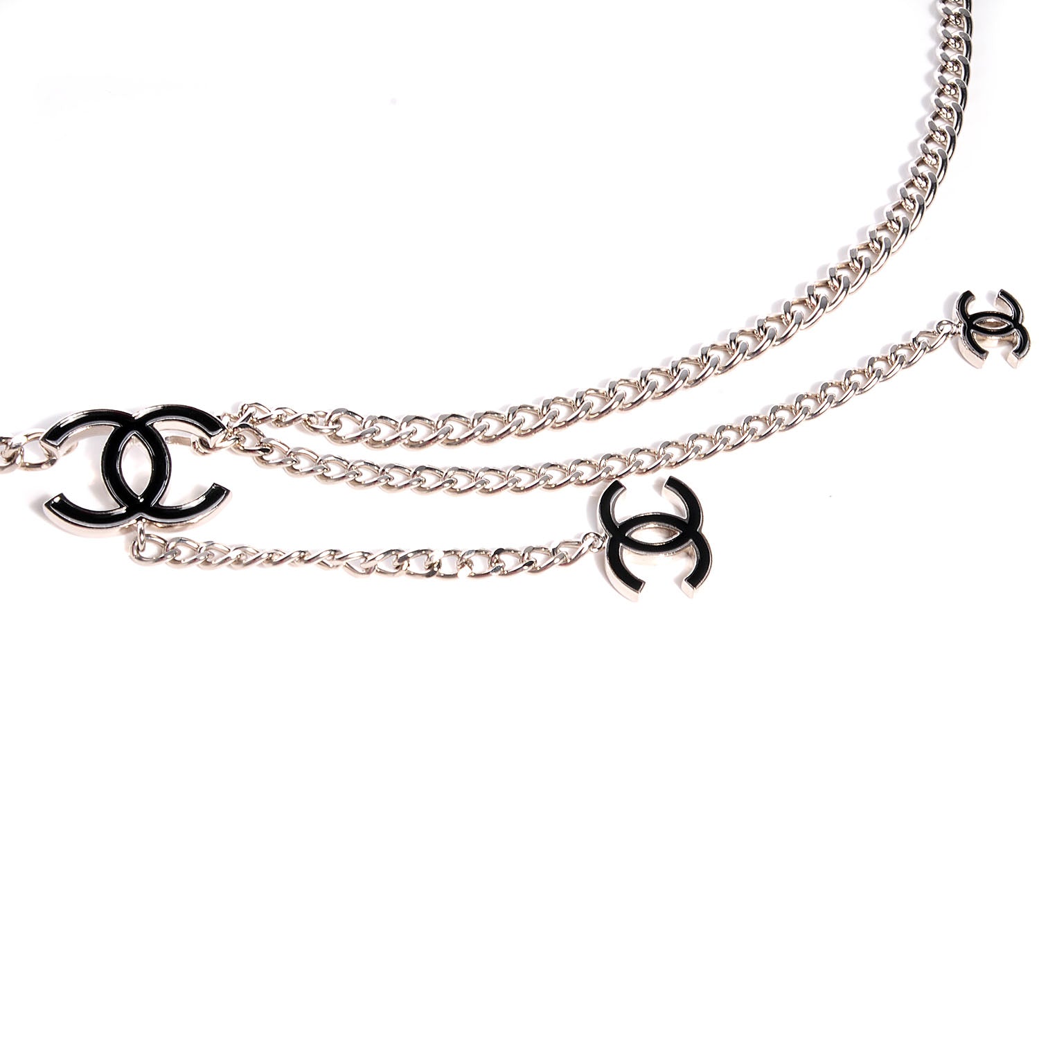 Chanel Enamel CC Chain Belt Silver Black 3 of 5