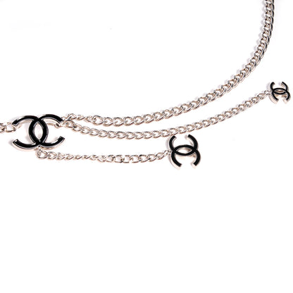 Chanel Enamel CC Chain Belt Silver Black 3 of 5