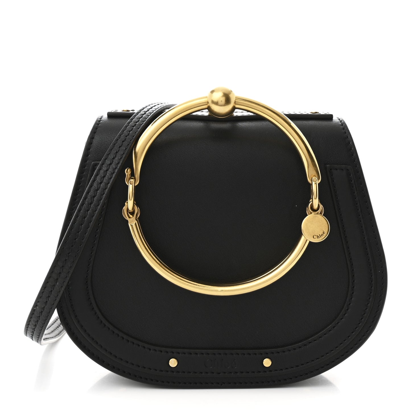 Calfskin Suede Small Nile Bracelet Bag Black