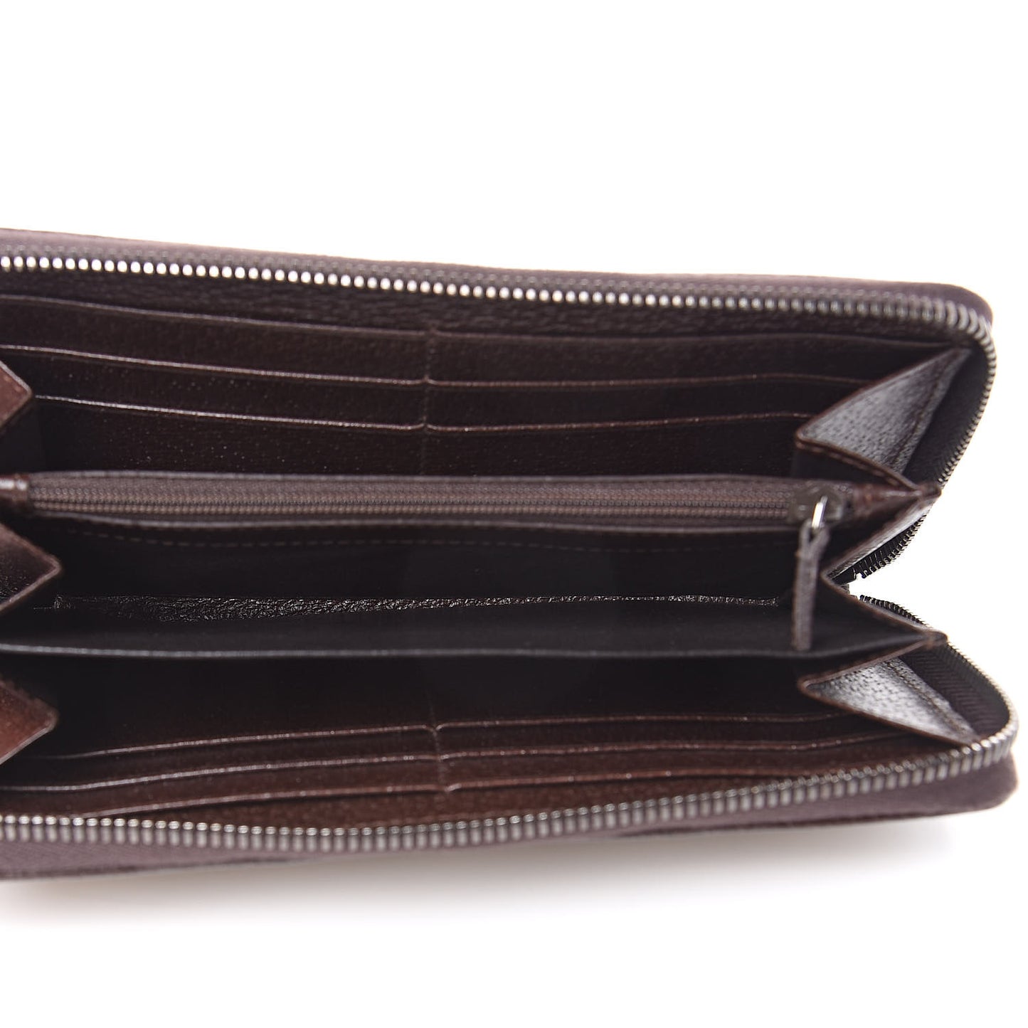 Monogram Metal Bar Zip Around Wallet Dark Brown