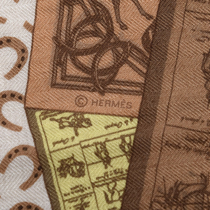 Hermes Cashmere Silk A Cheval Sur Mon Carre Shawl 140 Beige Naturel Noisette 5 of 6