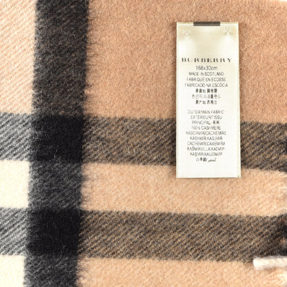 Burberry Cashmere Giant Check Fringe Scarf Camel 4 of 4