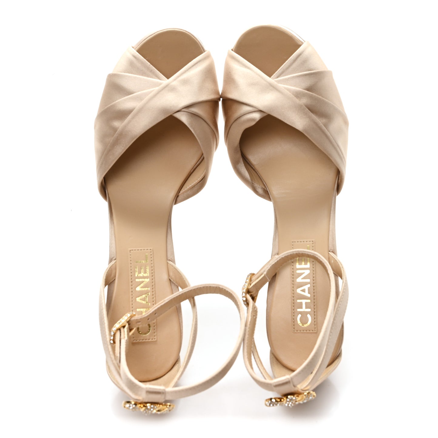Satin Pearl Crystal Bow Pumps 40 Light Beige
