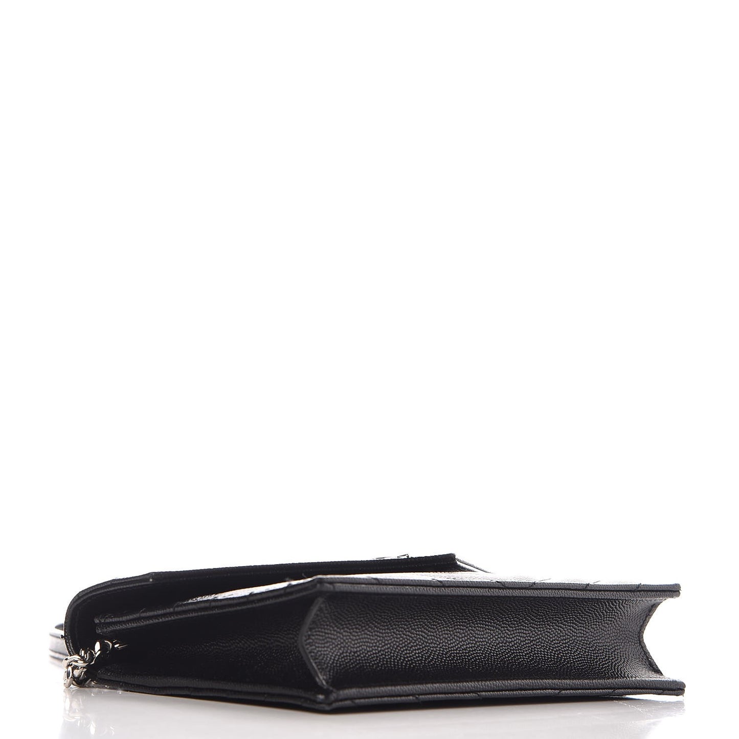 Grain De Poudre Matelasse Chevron Monogram Envelope Chain Wallet Black