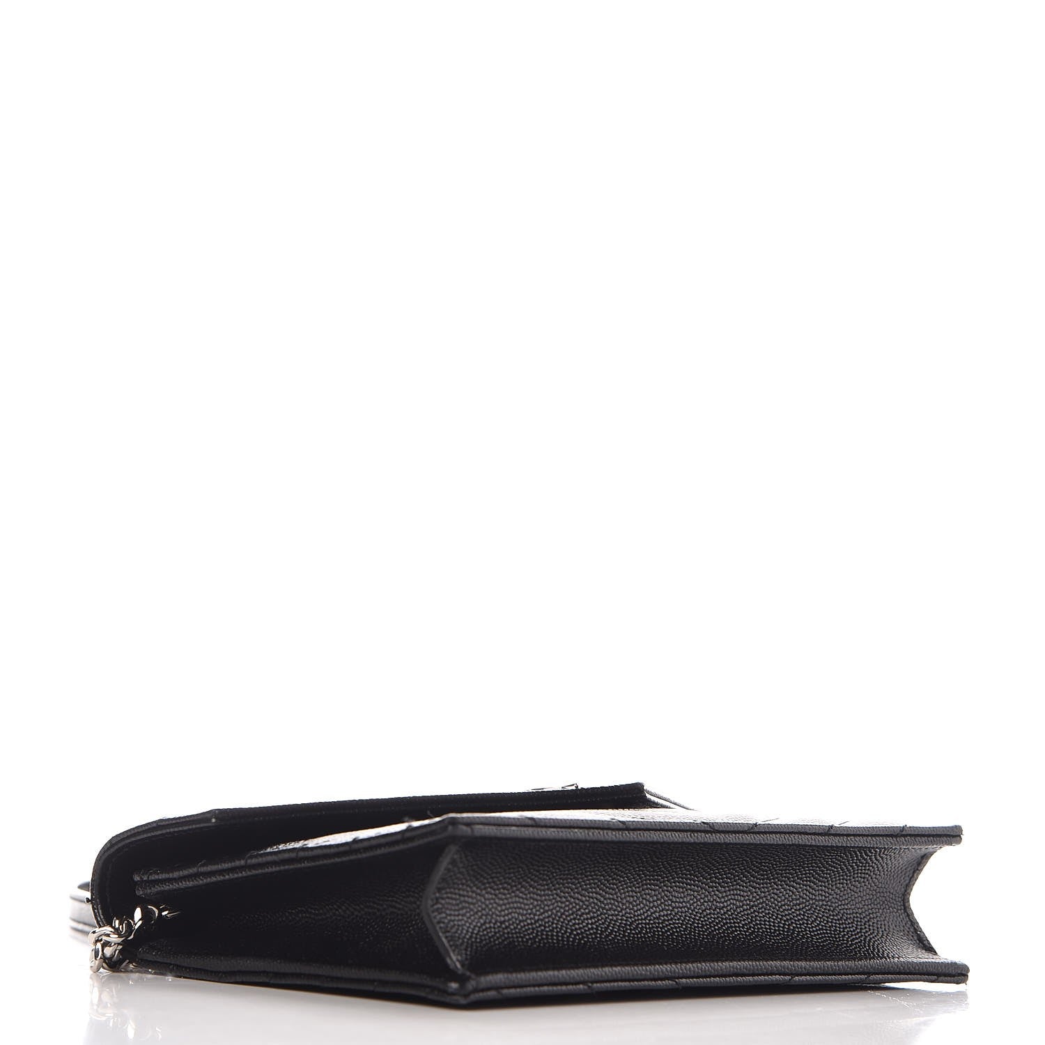 Saint Laurent Grain De Poudre Matelasse Chevron Monogram Envelope Chain Wallet Black 4 of 10