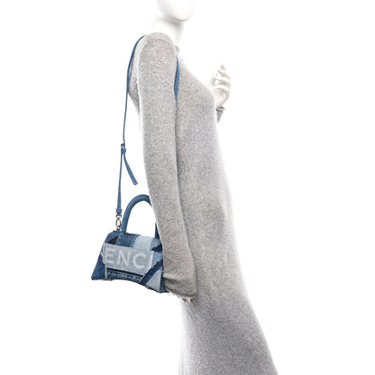 Balenciaga Denim Patchwork Small Hourglass Top Handle Bag Washed Blue 2 of 10