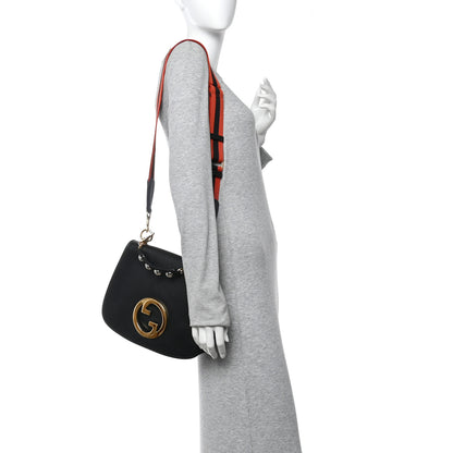 Gucci Roxy Calfskin Web Medium Studded Blondie Shoulder Flap Bag Black 2 of 10