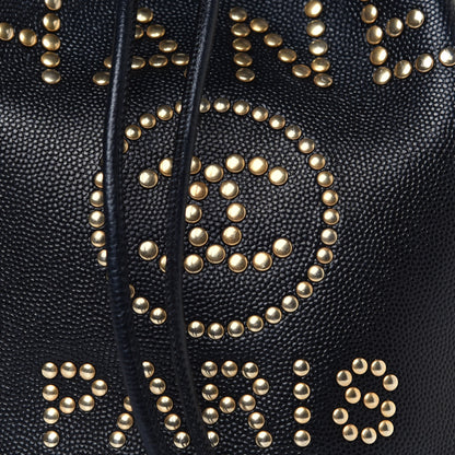 Chanel Caviar Deauville Drawstring Bucket Bag Black 10 of 12