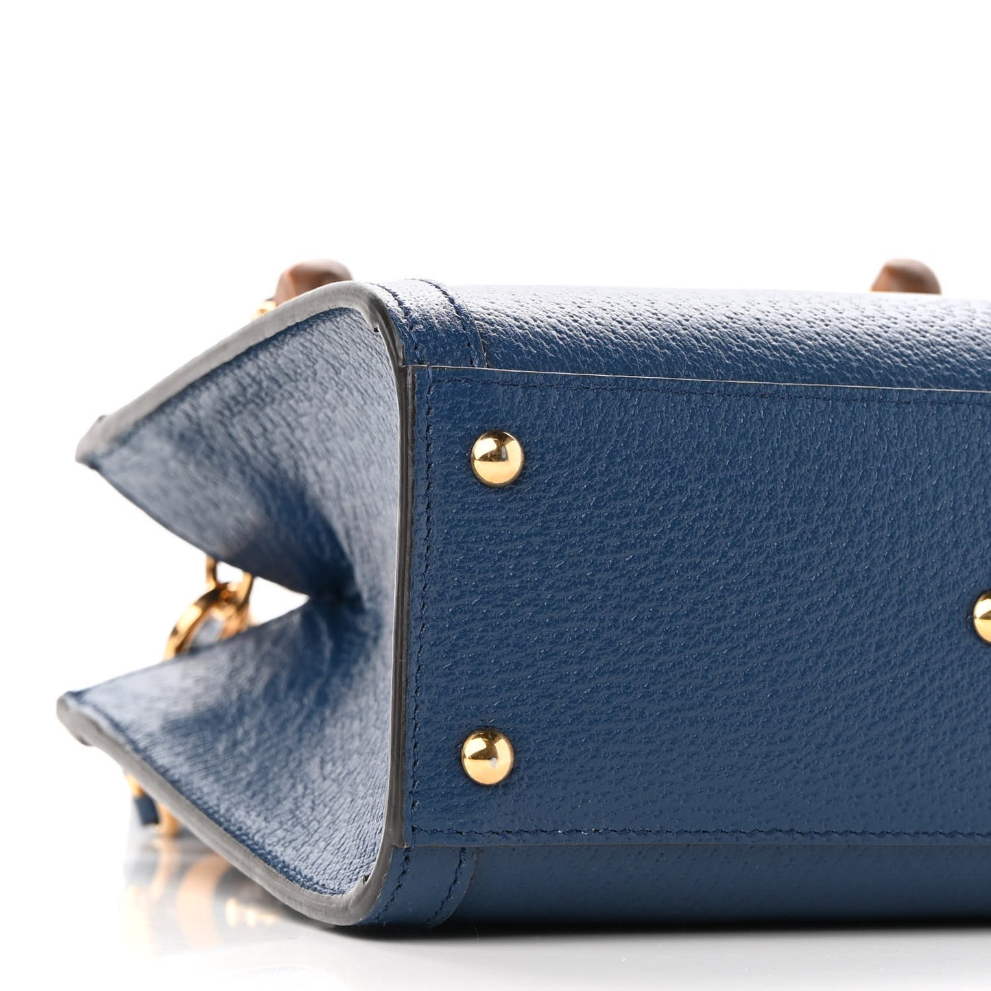 Textured Dollar Calfskin Web Mini Diana Tote Bag Royal Crop