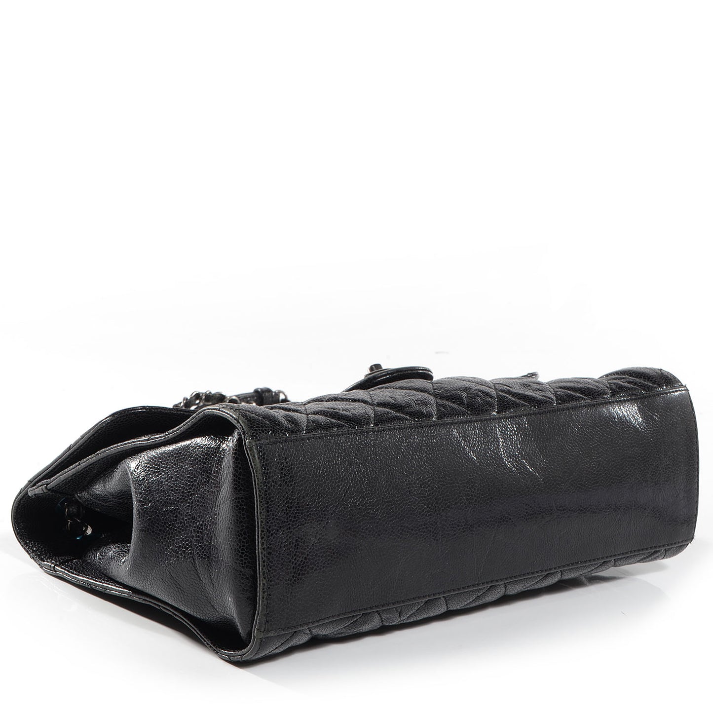 Crumpled Grained Calfskin CC Crave Jumbo Flap Black