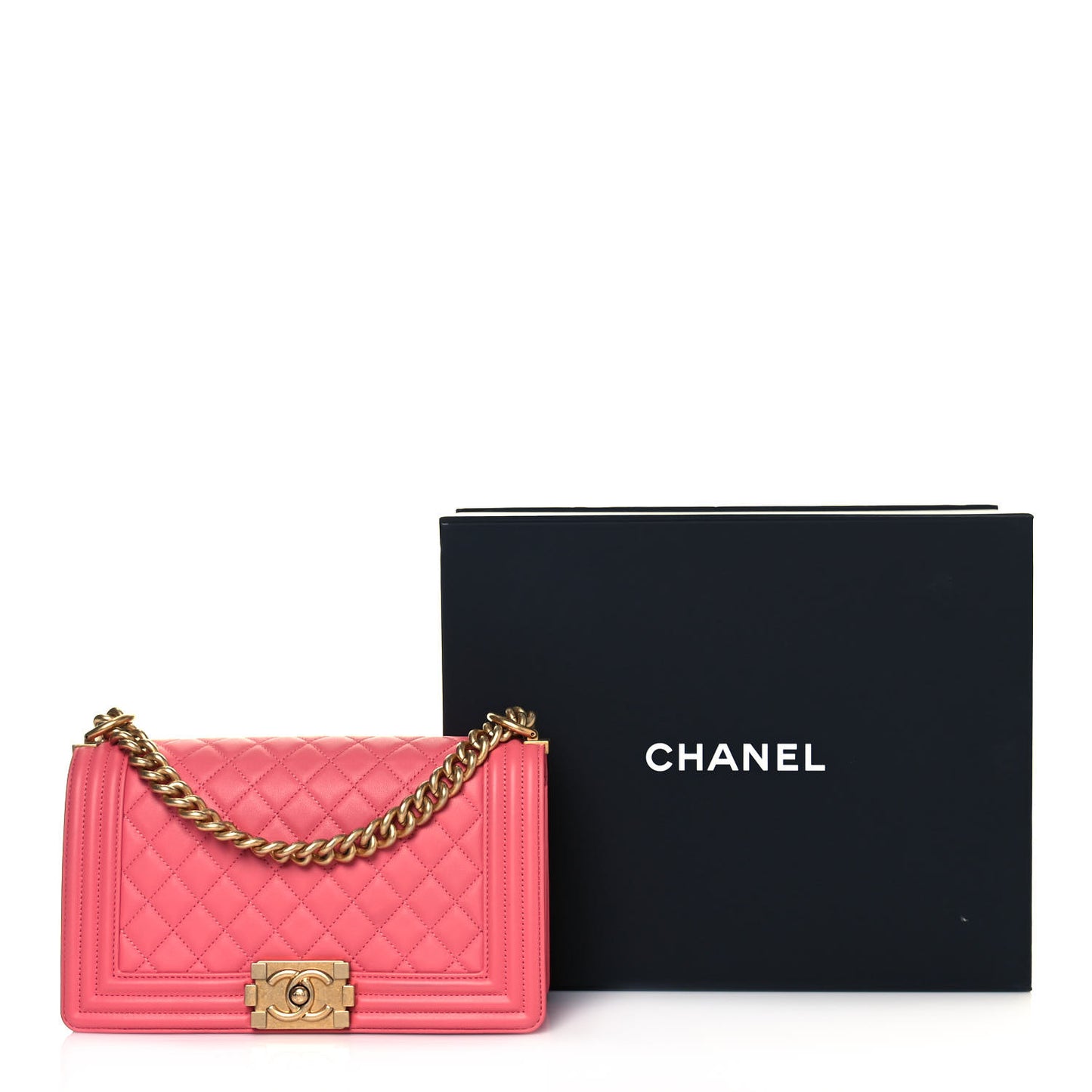 Calfskin Quilted Medium Boy Flap Pink