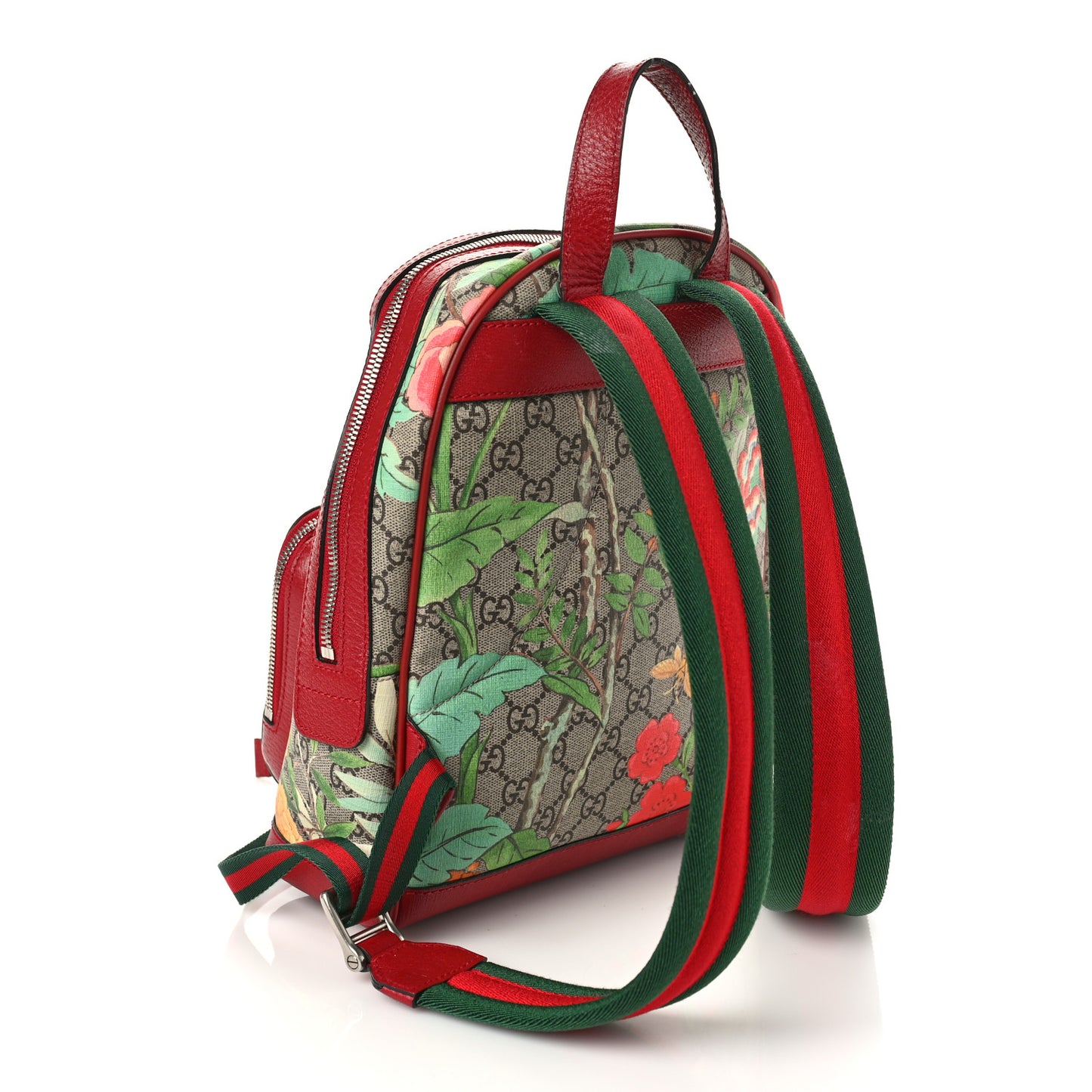 GG Supreme Monogram Tian Web Small Day Backpack Beige Multicolor Red