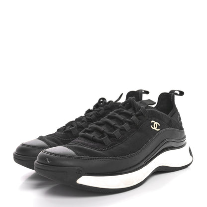 Chanel Velvet Calfskin Mixed Fibers CC Sneakers 39.5  Black 4 of 9