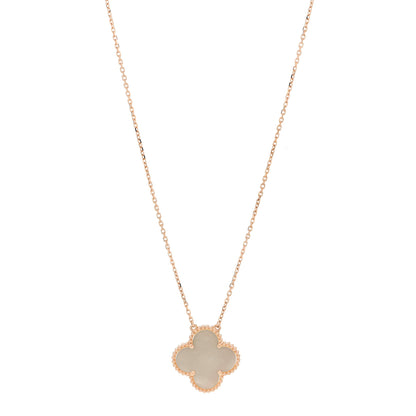Van Cleef & Arpels 18K Rose Gold Mother of Pearl "Edition Ginza" Magic Alhambra Pendant Necklace 1 of 6