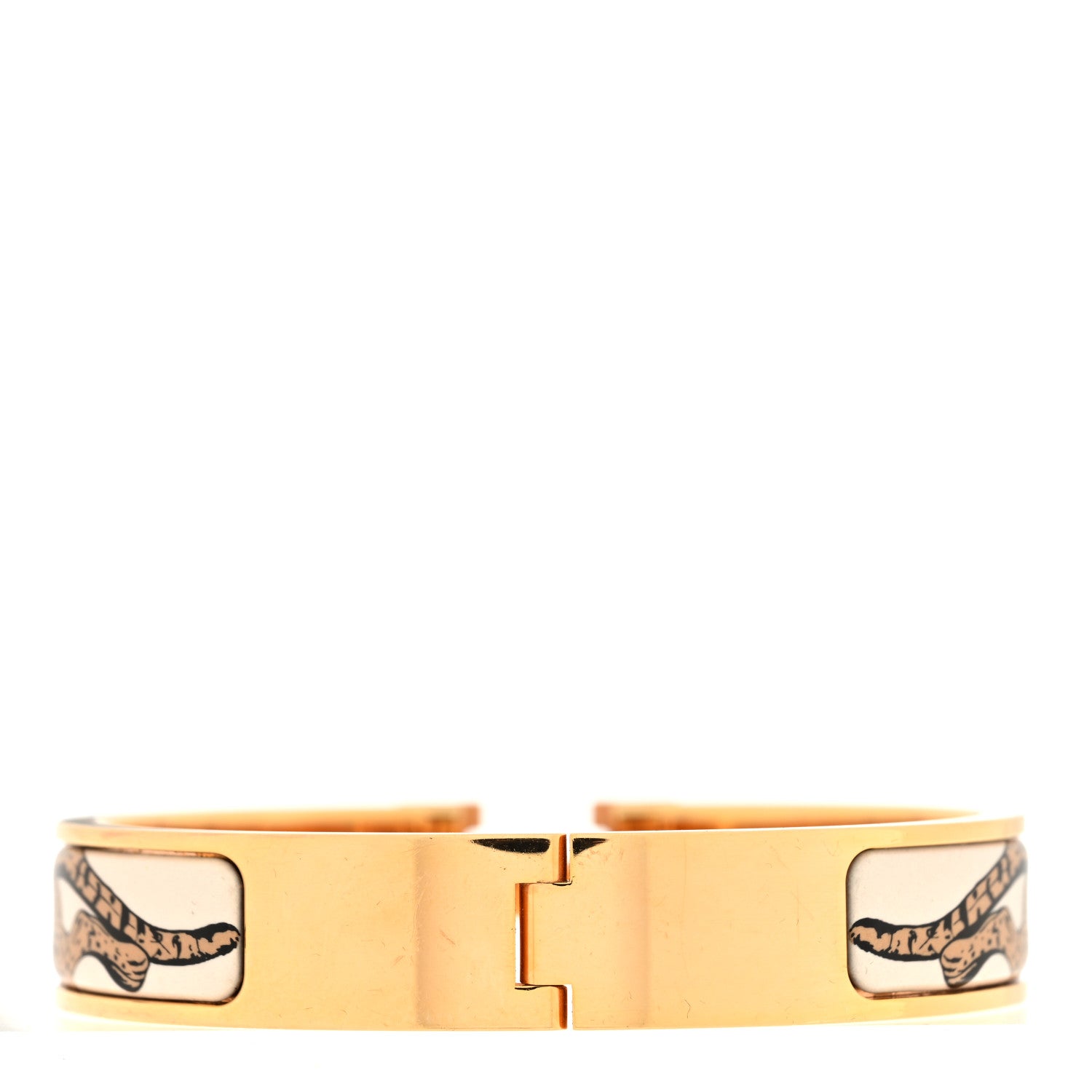 Hermes Enamel Narrow Print Guepards Clic Clac H Bracelet PM Sable 3 of 5