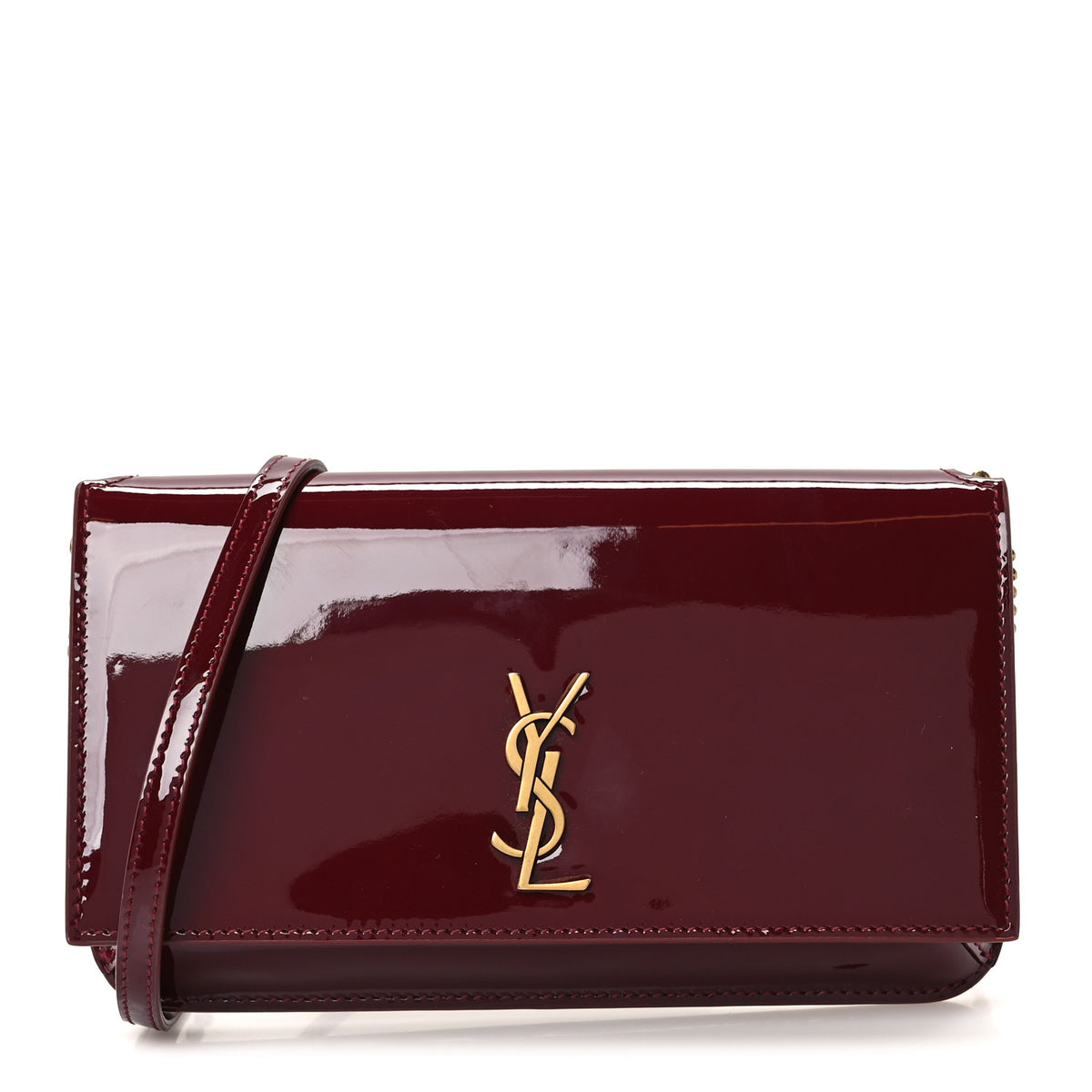 Saint Laurent Patent Monogram Phone Holder Crossbody Chataigne 1 of 9
