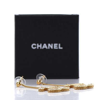 Chanel CC Drop Earrings Matte Gold 5 of 5
