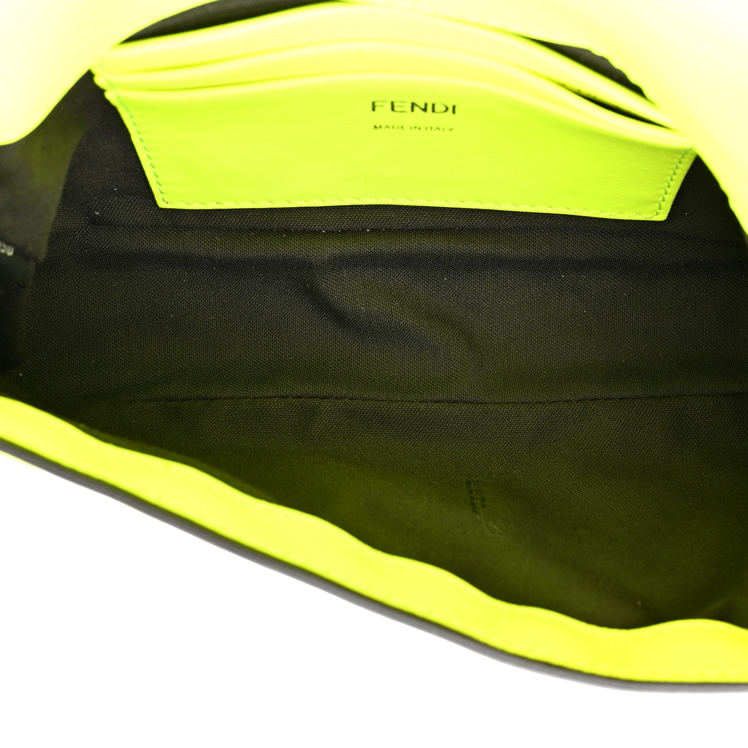 Fendi Nappa FF 1974 Embossed Mini Baguette Neon Yellow 5 of 10