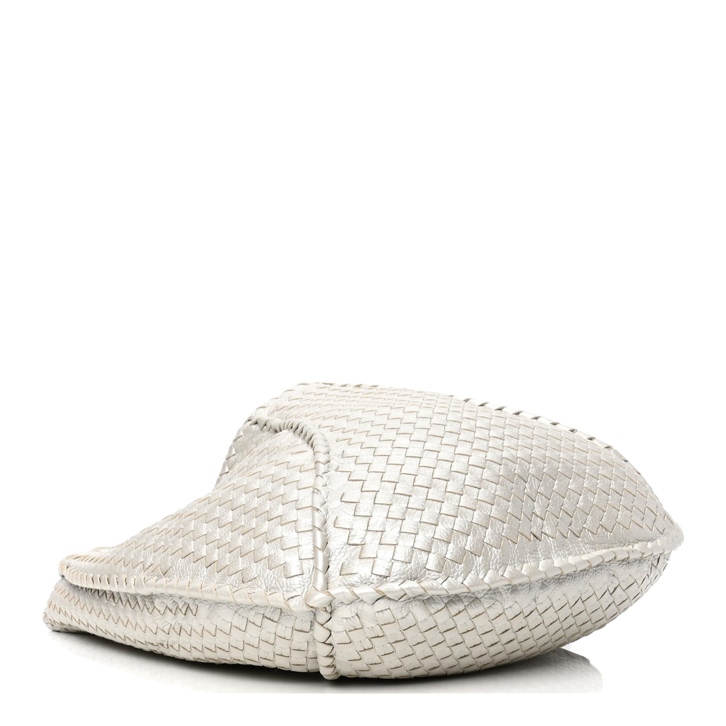 Metallic Cervo Intrecciato Large Simple Hobo Silver