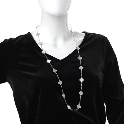 Van Cleef & Arpels 18K White Gold Mother of Pearl 20 Motifs Vintage Alhambra Necklace 2 of 7