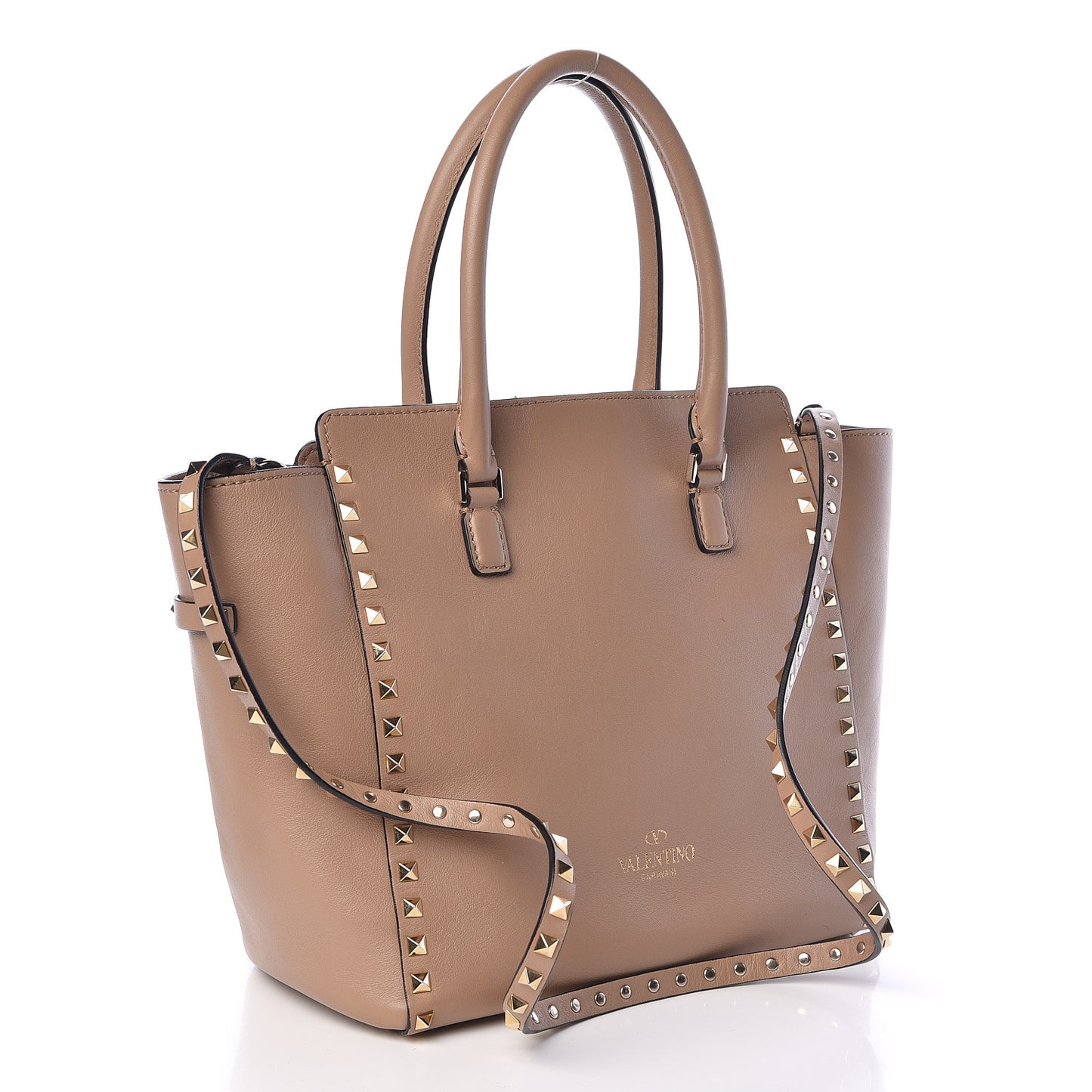Vitello Rockstud Double Handle Tote Alpaca