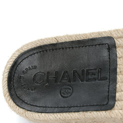 Chanel Lambskin Pearl CC Espadrille Slip On Sandals 36.5 Black 6 of 7