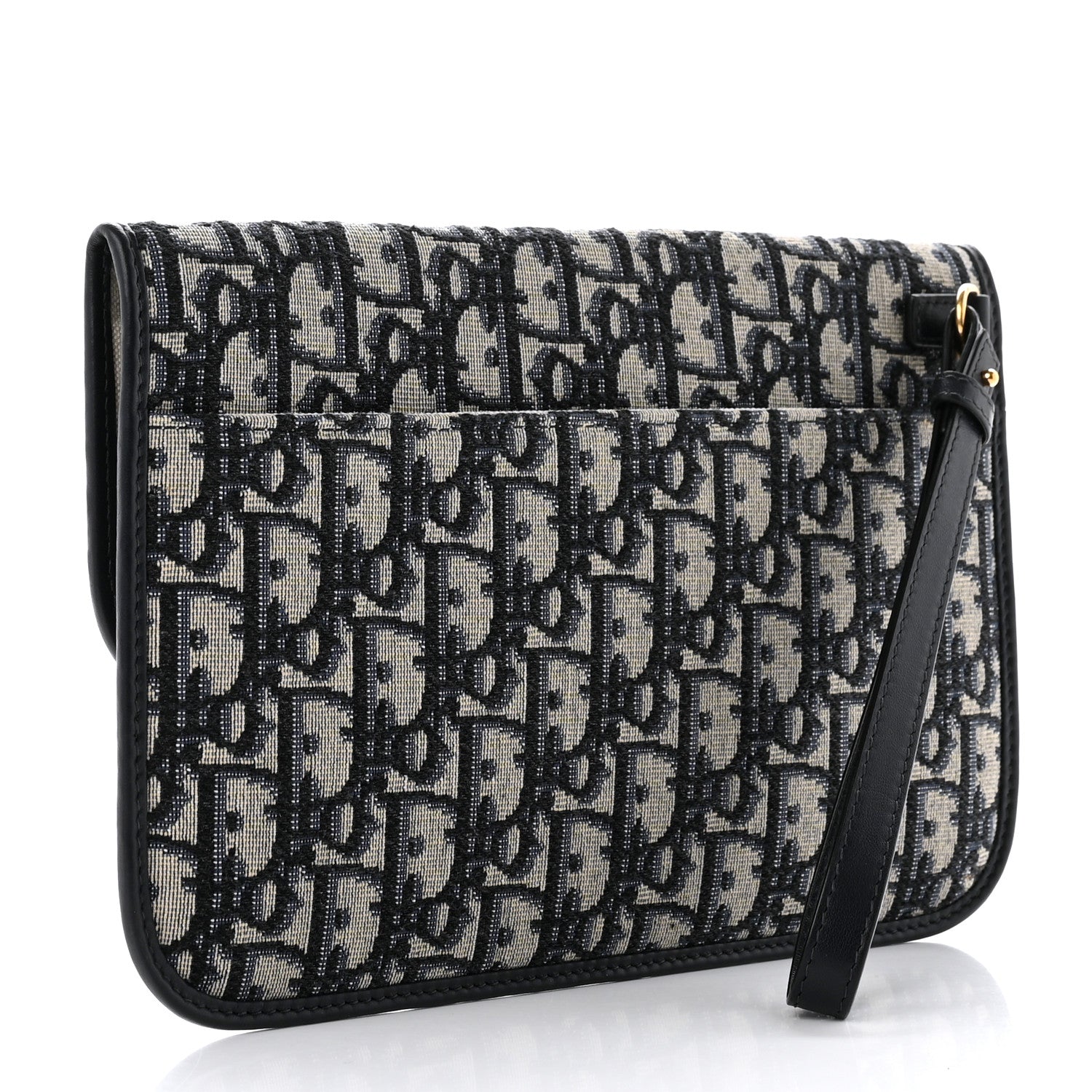 Christian Dior Oblique Flap Pouch Clutch Blue 3 of 8