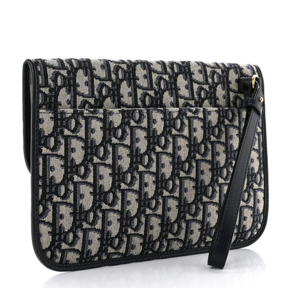 Christian Dior Oblique Flap Pouch Clutch Blue 3 of 8
