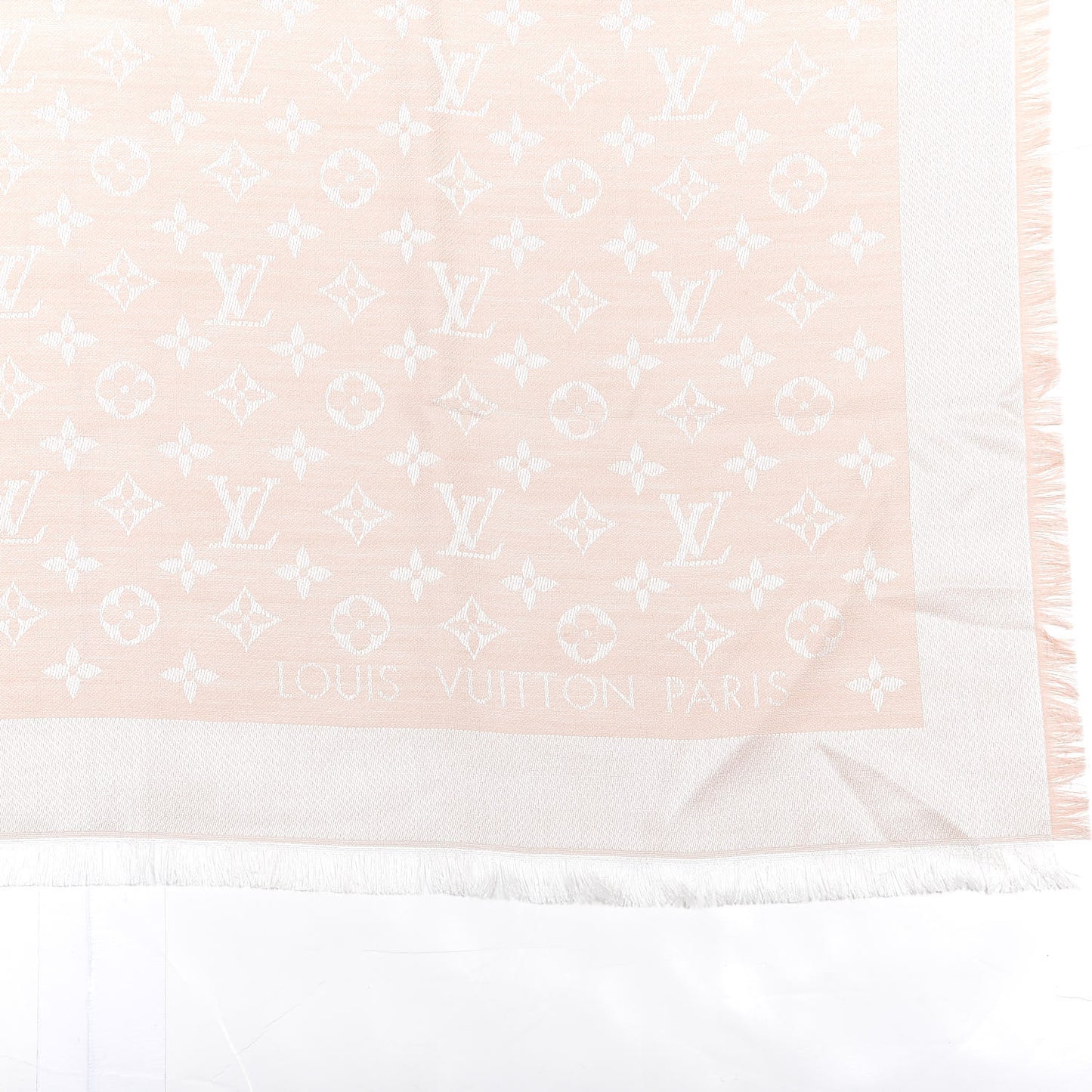 Silk Wool Monogram Denim Shawl Pink