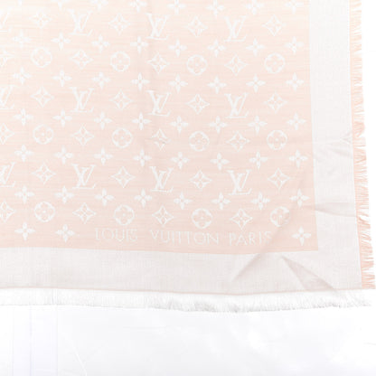 Louis Vuitton Silk Wool Monogram Denim Shawl Pink 2 of 3