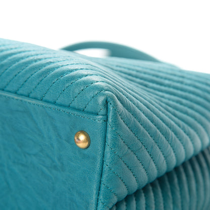 Chanel Wrinkled Lambskin Chevron Quilted Surpique Tote Green 10 of 12