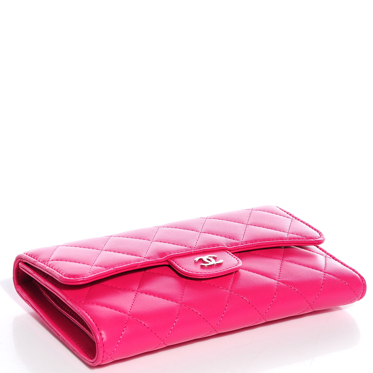 Chanel Lambskin Quilted Large Flap Wallet Dark Pink 4 of 8
