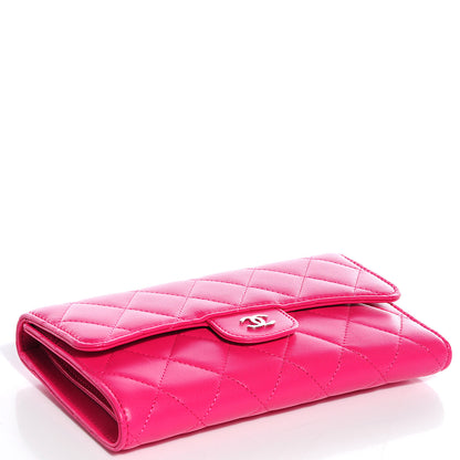 Chanel Lambskin Quilted Large Flap Wallet Dark Pink 4 of 8