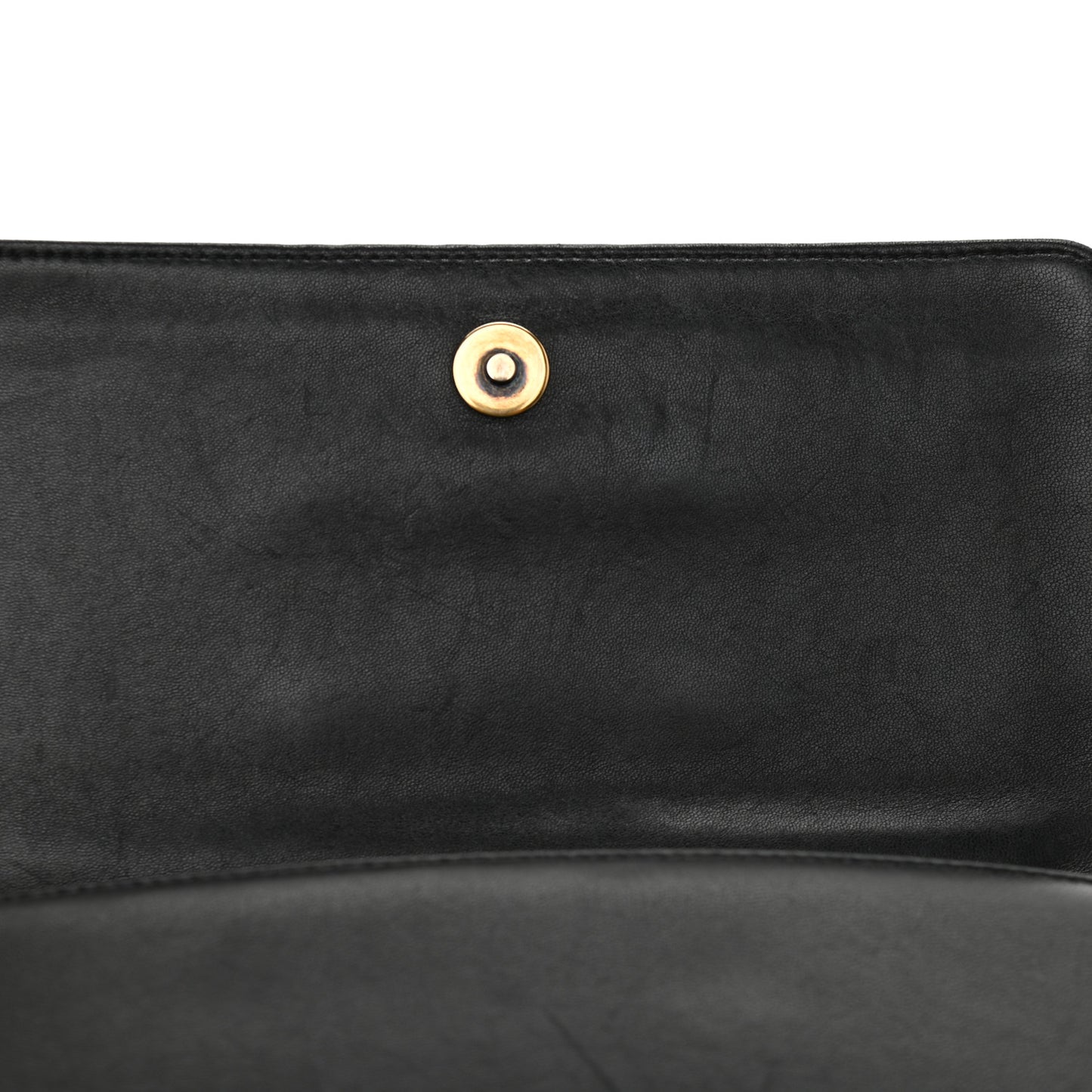 Lambskin Quilted Horizontal Boy Brick Studded Flap Black