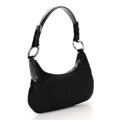 Prada Tessuto Nylon Calfskin Logo Shoulder Bag Black 3 of 11